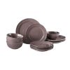 12-Piece Purple Stoneware Dinnerware Set for 4, Includes Dinner Plates, Salad Plates and Bowls, Stylish Tableware Set for Everyday Dining