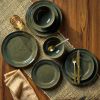 12-Piece Green Dinnerware Set, Stylish Tableware Set for Everyday Dining, Complete Dish Set for Family Meals and Entertaining
