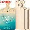 24pcs with Handles - 16X30Cm/6.3X11.8" Blank Wood Burning & Painting Boards, Summer Beach Theme with "Enjoy Summer Time" & "Lost in Paradise" Designs