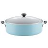 14-inch nonstick frying pan with lid, blue, easy to clean, dishwasher safe, household frying pan.