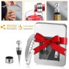 3 in 1 Wine Bottle Opener Kit, Wing Corkscrew with Foil Cutter, Wine Stopper & Drip Ring, Stainless Steel Wine Opener Set with Gift Box