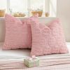 Easter Pink Egg Pillow Covers 18x18 Inch Set of 2, Soft Plush Faux Wool Jacquard Cushion Covers
