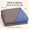 COLCHA CAMA REVERSIBLE 240X260 GRIS OSCURO Y AZUL