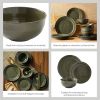 12-Piece Green Dinnerware Set, Stylish Tableware Set for Everyday Dining, Complete Dish Set for Family Meals and Entertaining