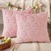 Easter Pink Egg Pillow Covers 18x18 Inch Set of 2, Soft Plush Faux Wool Jacquard Cushion Covers