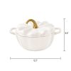 3.5 Quart Pumpkin Enameled Cast Iron Dutch Oven with Lid, Linen, Cute Fall Cocotte for Soups, Stews & Braising