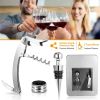 3 in 1 Wine Bottle Opener Kit, Wing Corkscrew with Foil Cutter, Wine Stopper & Drip Ring, Stainless Steel Wine Opener Set with Gift Box