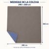 COLCHA CAMA REVERSIBLE 240X260 GRIS OSCURO Y AZUL