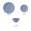 12-piece stoneware tableware set, blue corduroy textured plates and bowls, serving size 4, reaction glaze tableware set, for home use.
