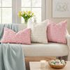 Easter Pink Egg Pillow Covers 18x18 Inch Set of 2, Soft Plush Faux Wool Jacquard Cushion Covers