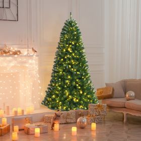 6/7/8 Feet Artificial Christmas Tree with Remote-controlled Color-changing LED Lights (size: 7 ft)