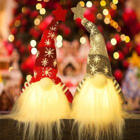 Lighted Christmas Gnome, Handmade Plush Scandinavian Swedish Tomte, Light Up Elf Toy Holiday Present (Color: 15 Inch)